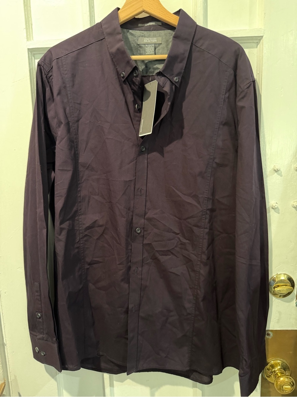 Men's Dark Purple Button-Down Shirt - Classic Long Sleeve